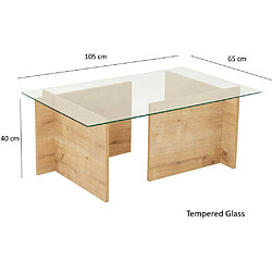 Avis Hanah Home Table basse en verre et aggloméré Escape 105 x 65 x 40 cm.