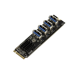 Kalea-Informatique Carte de réplication M.2 (M2 NGFF PCIe M Key) USB 3.0 pour Bitcoin Mining - 4 PORTS - Pour y relier des riser USB PCIe