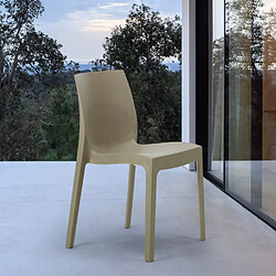 22 Chaises Rome Grand Soleil en polypropylène empilables pour bar et café, Couleur: Beige