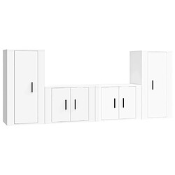 Maison Chic Ensemble de meubles TV 4 pcs pour salon - Blanc brillant Bois d'ingénierie -MN81050