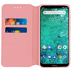 Avizar Housse Nokia 5.1 Plus Étui folio Porte-cartes Fonction Support - Rose champagne