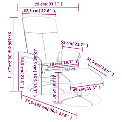 vidaXL Fauteuil de massage inclinable et repose-pieds gris foncé tissu pas cher