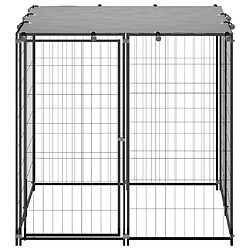 Helloshop26 Chenil extérieur cage enclos parc animaux chien 110 x 110 x 110 cm acier noir 02_0000490