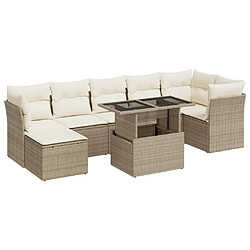 vidaXL Salon de jardin avec coussins 8 pcs beige résine tressée