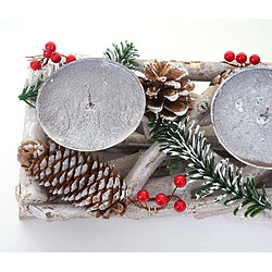 Acheter Mendler Couronne de l'avent, bois, 11x15x50cm, blanc-gris ~ avec bougies blanches