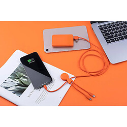 SANAG Batterie Externe Plastique Recyclé -Câble Multi Usb 4 En 1 Usb C, Usb, Lightning,Micro Usb Et Powerbank 5000Mah Charge Rapide Pour Smartphone Universelle - Mr Bio Pack Long 1M Orange