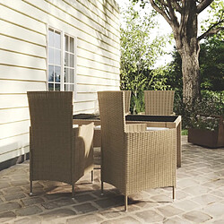 Maison Chic Mobilier à dîner 5 pcs de jardin - Ensemble table et chaises d'extérieur - Salon/Mobilier de jardin classique coussins Résine tressée Beige -MN92676