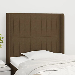 Maison Chic Tête de lit moderne avec oreilles pour chambre - Décoration de lit Marron foncé 103x16x118/128 cm Tissu -MN33875