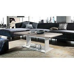 Mpc Table Basse En Blanc Avec Plateau De Dessus En Gris Sable Haute Brillance 40 X 120 X 70