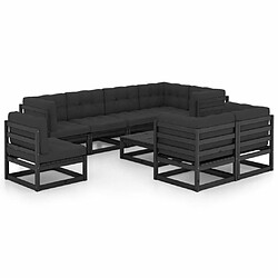 Maison Chic Salon de jardin 9 pcs + coussins - Mobilier/Meubles de jardin - Table et chaises d'extérieur Bois de pin massif -MN53624