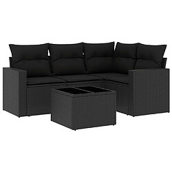 Maison Chic Salon de jardin 5 pcs avec coussins | Ensemble de Table et chaises | Mobilier d'Extérieur noir résine tressée -GKD14662