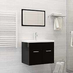 vidaXL Ensemble de meubles de salle de bain 2 pcs Noir brillant