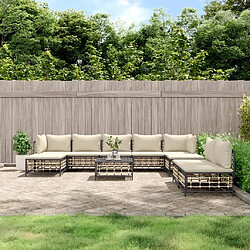 Maison Chic Salon de jardin 10 pcs + coussins - Mobilier/Meubles de jardin - Table et chaises d'extérieur anthracite résine tressée -MN33973