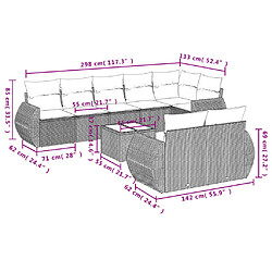 Avis Maison Chic Salon de jardin avec coussins 9 pcs | Ensemble de Table et chaises | Mobilier d'Extérieur beige résine tressée -GKD17172