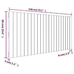 vidaXL Tête de lit murale Gris 140x3x60 cm Bois massif de pin pas cher