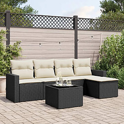 vidaXL Salon de jardin 6 pcs avec coussins noir résine tressée