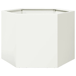 vidaXL Jardinière blanc hexagone 69x60x45 cm acier