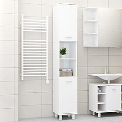 Maison Chic Armoire de salle de bain,Meuble de rangement,Meuble haut Blanc brillant 30x30x179 cm Aggloméré -GKD777967