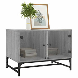 Avis Maison Chic Table basse pour salon | Table à café avec portes en verre sonoma gris 68,5x50x50 cm -GKD96817