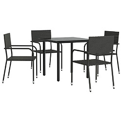 vidaXL Ensemble à manger de jardin 5 pcs noir résine tressée et acier