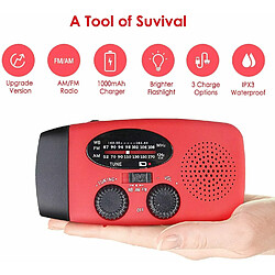 Acheter Universal Poignée d'urgence autosuffisante AM/FM NOAA radio météo solaire avec lampe de poche LED, alimentation de 1000 mAh banque pour smartphone