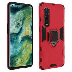 Avizar Coque Oppo Find X2 Pro Antichoc Multicouche Bague Support Vidéo Rouge