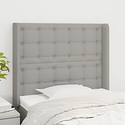 Maison Chic Tête de lit scandinave avec oreilles,meuble de chambre Gris clair 83x16x118/128 cm Tissu -MN99868