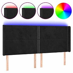 Maison Chic Tête de lit scandinave à LED,meuble de chambre Noir 203x16x118/128 cm Velours -MN19786