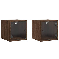 Maison Chic Lot de 2 Tables de chevet et portes vitrées - Tables de Nuit chêne marron 35x37x35cm