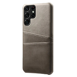 Coque en TPU + PU anti-rayures avec porte-cartes gris pour votre Samsung Galaxy S22 Ultra 5G