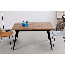 Pegane Table à manger extensible en bois coloris noyer / noir - Longueur 140 - 180 x largeur 80 x Hauteur 77 cm