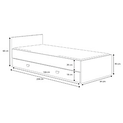 Mpc Lit blanc avec tiroir et matelas 200X90