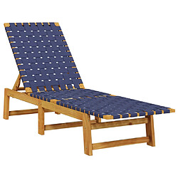 vidaXL Chaises longues bleu foncé bois d'acacia solide et tissu