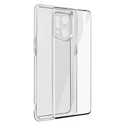 Avizar Coque Oppo Find X5 Silicone Souple Film Verre Trempé 9H Incurvé Transparent