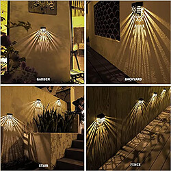 BESTA Lot de 8 lampes solaires de clôture LED éclairage décoratif de jardin pour poteaux, patio, porte d'entrée, marches, escaliers pas cher