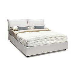 Autrement Talamo Italia Veronica lit double avec conteneur, Made in Italy, en éco-cuir, 160x190 cm, avec ouverture frontale, Blanc, avec matelas inclus.