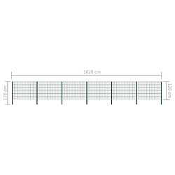 Acheter vidaXL Panneau de clôture avec poteaux Fer 10,2 x 1,2 m Vert