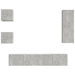 Maison Chic Ensemble de meubles TV 5 pcs | Banc TV Moderne pour salon | Meuble de Rangement - Gris béton Bois d'ingénierie -MN14440