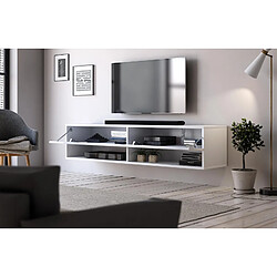 Avis VIVALDI Meuble TV - DERBY 2 - 140 cm - blanc mat / blanc brillant - style moderne