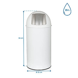 Poubelle à poussoir / Poubelle automatique PUSH 35L satin blanc hjh OFFICE pas cher