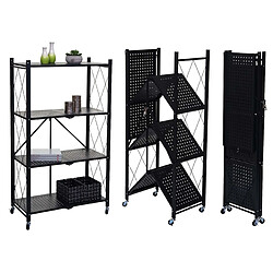 Decoshop26 Etagère hwc-j85 étagère sur pied étagère de séjour pliable/pliable acier noir 4 niveau x 04_0006781