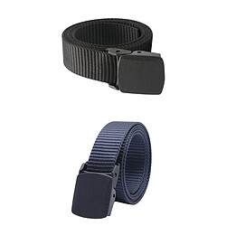 2pcs Ceintures Homme Femme Automatiques Tressées Tactiques Militaire Ajustable Belt en Nylon avec Boucle en Plastique - Noir + Bleu Foncé