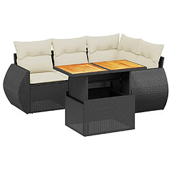 Maison Chic Ensemble de 5 Tables et chaises d'extérieur avec coussins,Salon de jardin noir résine tressée -GKD499363