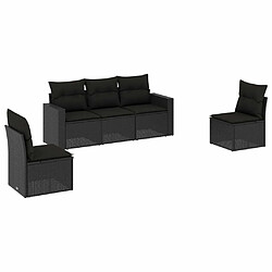 Maison Chic Salon de jardin 5 pcs avec coussins | Ensemble de Table et chaises | Mobilier d'Extérieur noir résine tressée -GKD14992