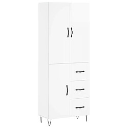 vidaXL Buffet haut Blanc brillant 69,5x34x180 cm Bois d'ingénierie