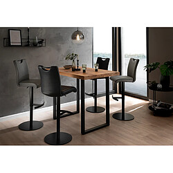 Pegane Table haute en chêne bassano et métal laqué anthracite - Longueur 120 x Hauteur 107 x Profondeur 80 cm