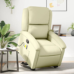 Maison Chic Fauteuil Relax pour salon, Fauteuil inclinable de massage crème cuir véritable -GKD17651