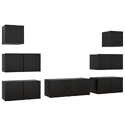 vidaXL Ensemble de meuble TV 7 pcs Noir Bois d'ingénierie