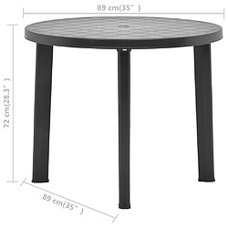 vidaXL Table de jardin Anthracite 89 cm Plastique pas cher