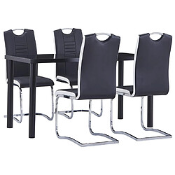 vidaXL Ensemble de salle à manger 5 pcs Similicuir Noir